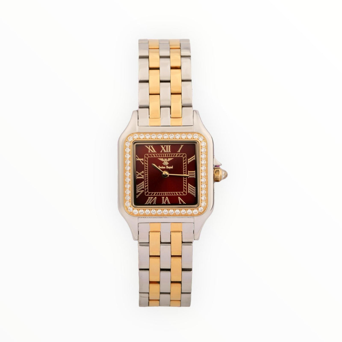 Silver Gold Case with Burgundy Dial