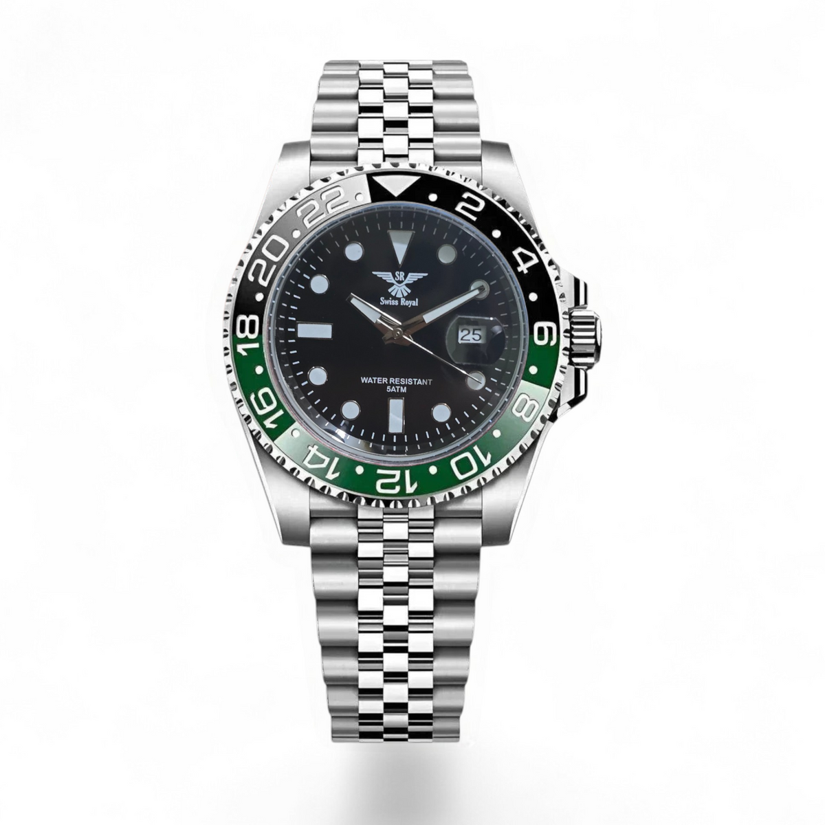GMT - Silver Case with Green Black Dial