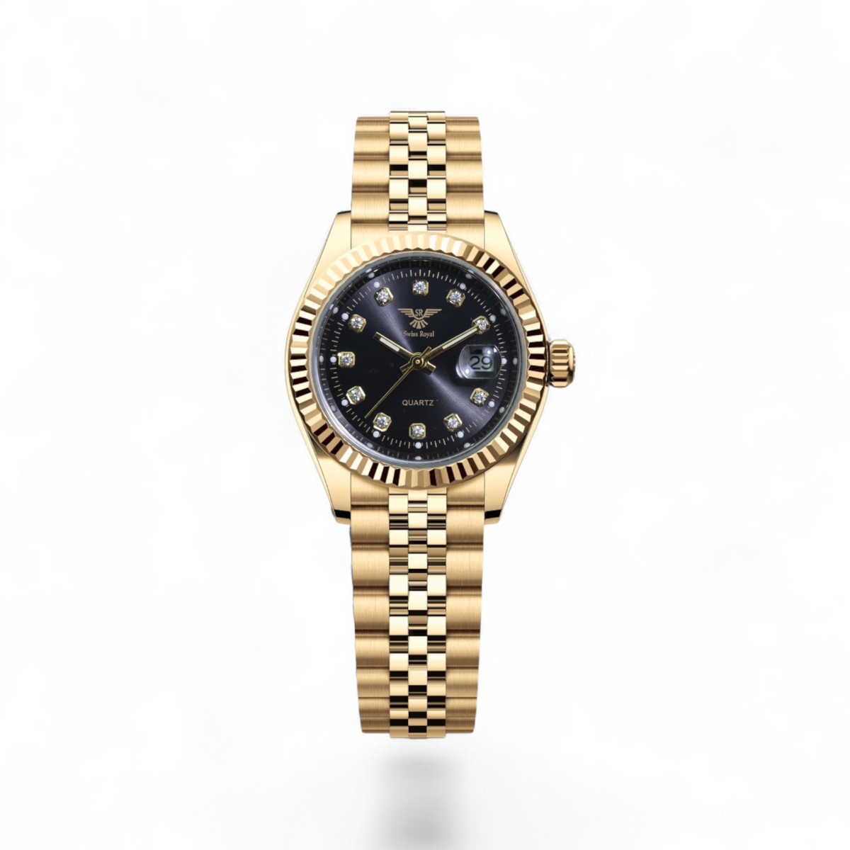Gold Case With Black Dial Women