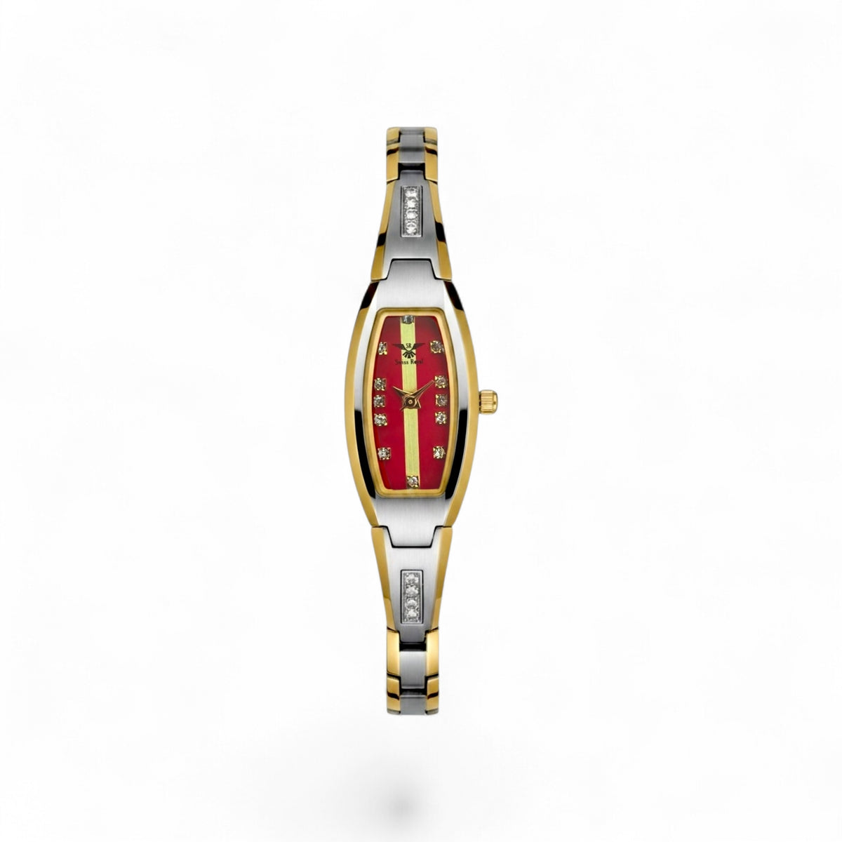 Ceramic Tungstone - Silver Gold with Red Dial