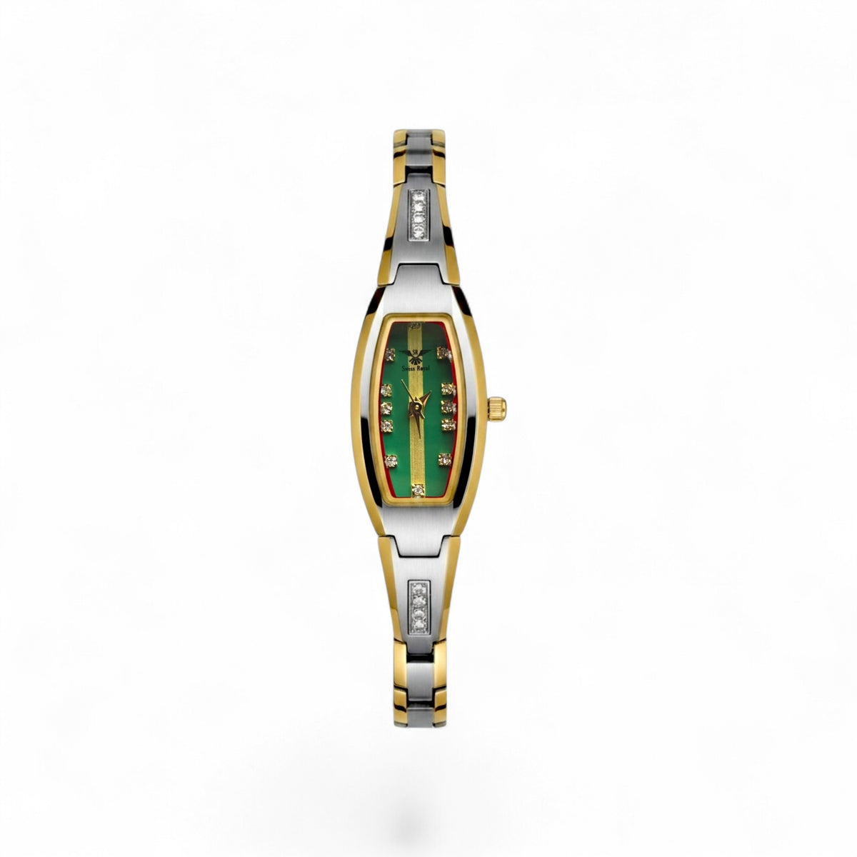 Ceramic Tungstone - Silver Gold With Green Dial